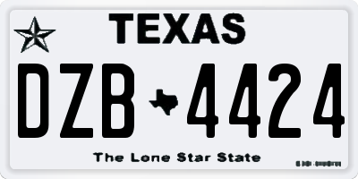 TX license plate DZB4424