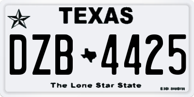 TX license plate DZB4425
