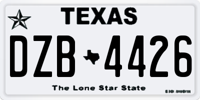 TX license plate DZB4426