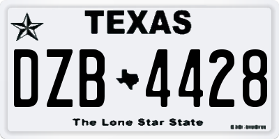TX license plate DZB4428