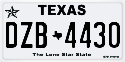 TX license plate DZB4430