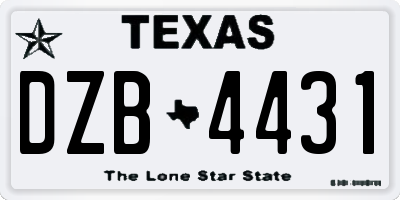 TX license plate DZB4431
