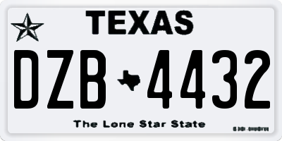 TX license plate DZB4432