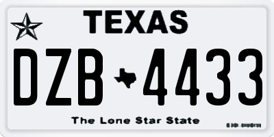 TX license plate DZB4433