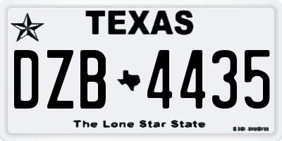 TX license plate DZB4435