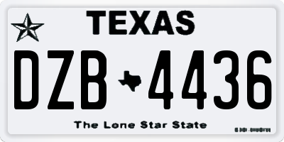 TX license plate DZB4436