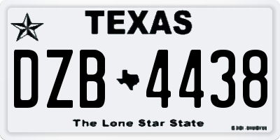TX license plate DZB4438