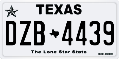 TX license plate DZB4439