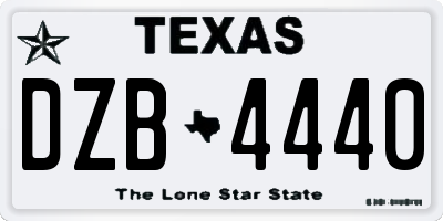 TX license plate DZB4440
