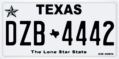 TX license plate DZB4442