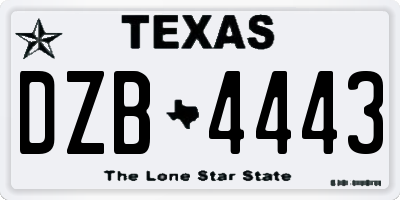 TX license plate DZB4443