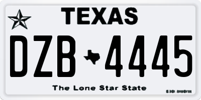 TX license plate DZB4445