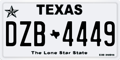 TX license plate DZB4449