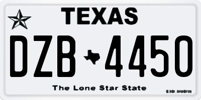 TX license plate DZB4450