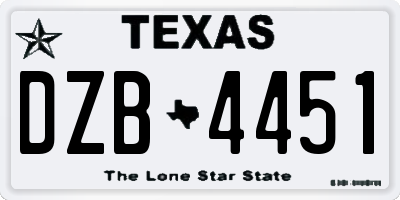 TX license plate DZB4451