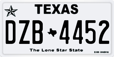 TX license plate DZB4452