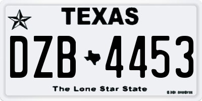TX license plate DZB4453