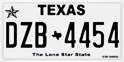 TX license plate DZB4454