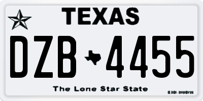 TX license plate DZB4455