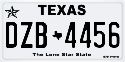 TX license plate DZB4456