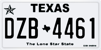 TX license plate DZB4461