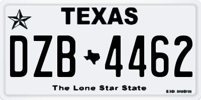 TX license plate DZB4462