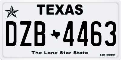 TX license plate DZB4463