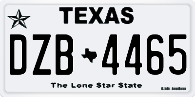 TX license plate DZB4465