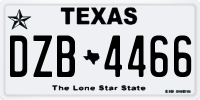TX license plate DZB4466
