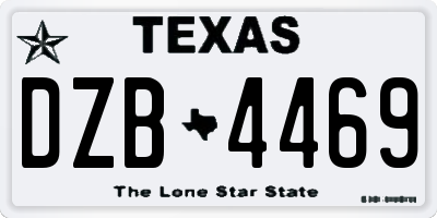 TX license plate DZB4469