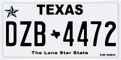 TX license plate DZB4472