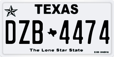 TX license plate DZB4474