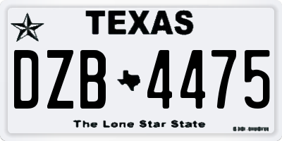TX license plate DZB4475