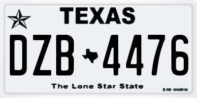 TX license plate DZB4476