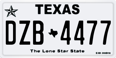 TX license plate DZB4477