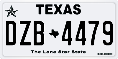 TX license plate DZB4479