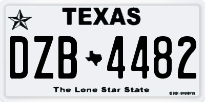 TX license plate DZB4482