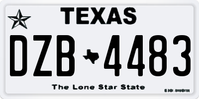 TX license plate DZB4483