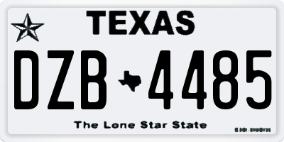 TX license plate DZB4485