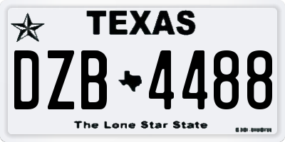 TX license plate DZB4488