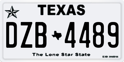 TX license plate DZB4489