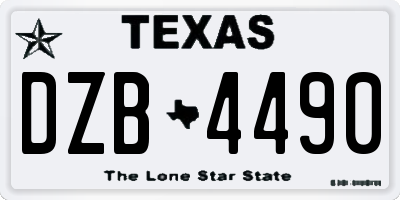 TX license plate DZB4490