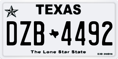 TX license plate DZB4492