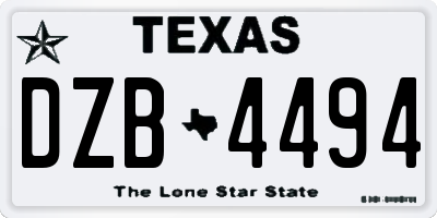 TX license plate DZB4494