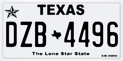 TX license plate DZB4496