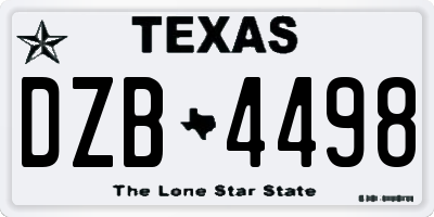 TX license plate DZB4498