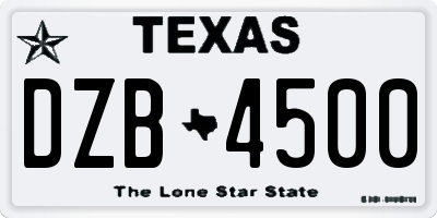 TX license plate DZB4500