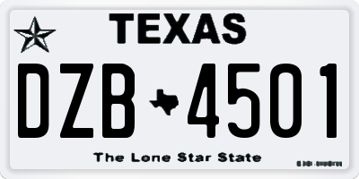 TX license plate DZB4501