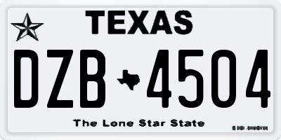 TX license plate DZB4504