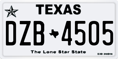 TX license plate DZB4505